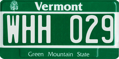 VT license plate WHH029