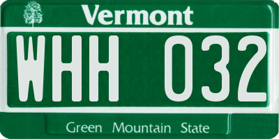 VT license plate WHH032