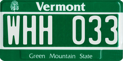 VT license plate WHH033