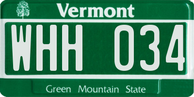 VT license plate WHH034