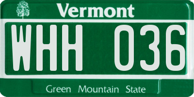 VT license plate WHH036