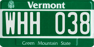 VT license plate WHH038