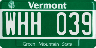 VT license plate WHH039