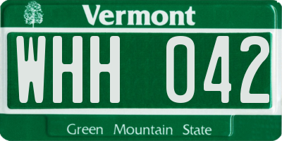 VT license plate WHH042