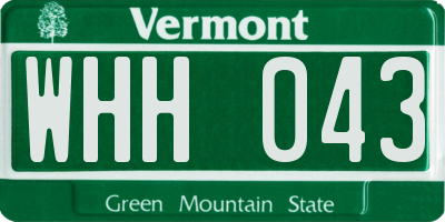 VT license plate WHH043