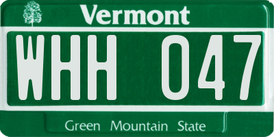 VT license plate WHH047