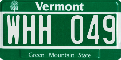 VT license plate WHH049