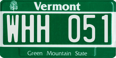 VT license plate WHH051