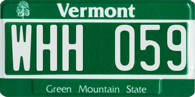 VT license plate WHH059