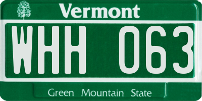 VT license plate WHH063