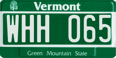 VT license plate WHH065