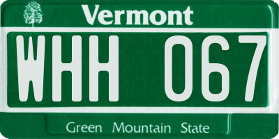 VT license plate WHH067