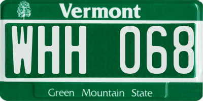 VT license plate WHH068