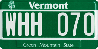 VT license plate WHH070