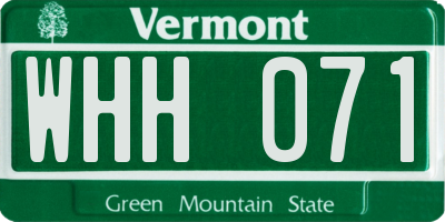 VT license plate WHH071