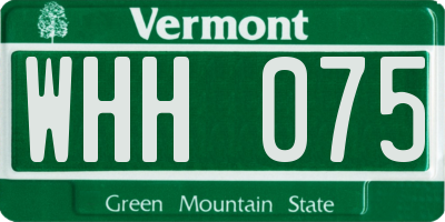 VT license plate WHH075