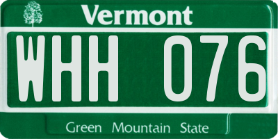 VT license plate WHH076