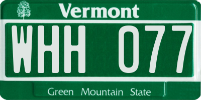 VT license plate WHH077