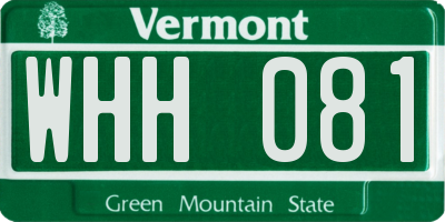 VT license plate WHH081