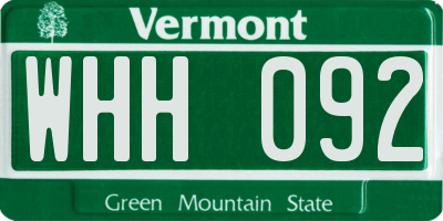 VT license plate WHH092