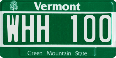 VT license plate WHH100