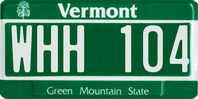 VT license plate WHH104