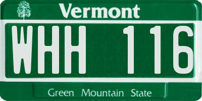 VT license plate WHH116