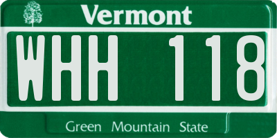 VT license plate WHH118