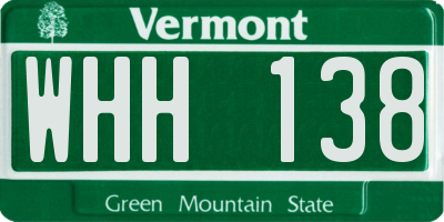 VT license plate WHH138