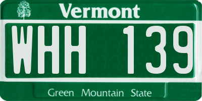 VT license plate WHH139