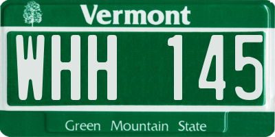 VT license plate WHH145