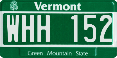 VT license plate WHH152