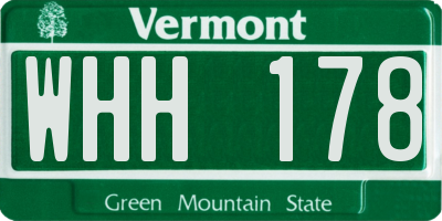 VT license plate WHH178