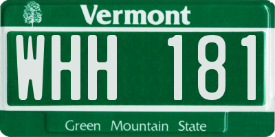 VT license plate WHH181