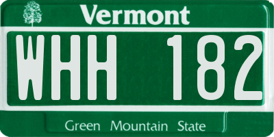 VT license plate WHH182