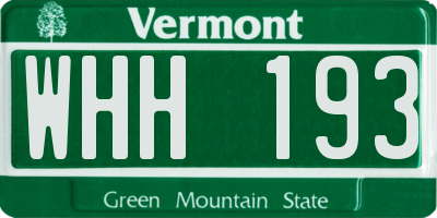 VT license plate WHH193