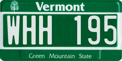 VT license plate WHH195