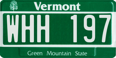 VT license plate WHH197