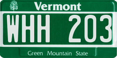 VT license plate WHH203