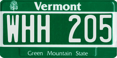 VT license plate WHH205
