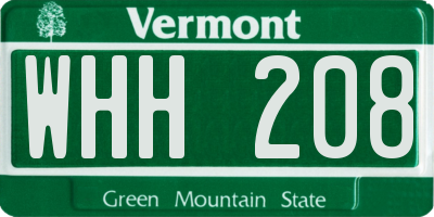 VT license plate WHH208