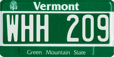 VT license plate WHH209