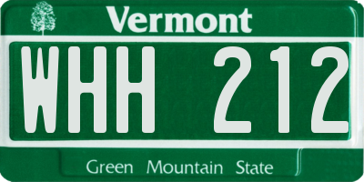 VT license plate WHH212