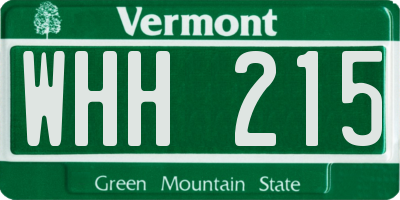 VT license plate WHH215