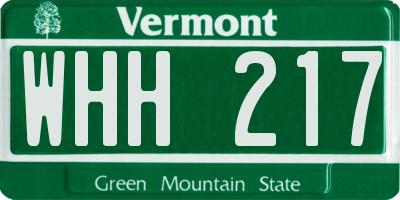 VT license plate WHH217