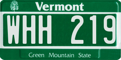 VT license plate WHH219