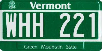 VT license plate WHH221
