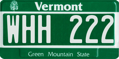 VT license plate WHH222