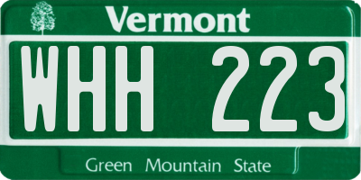 VT license plate WHH223