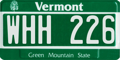 VT license plate WHH226